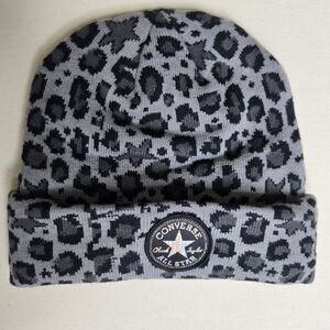 Converse Black and Gray Leopard Beanie